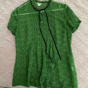 Anthropologie Sheer Polka Dot Top